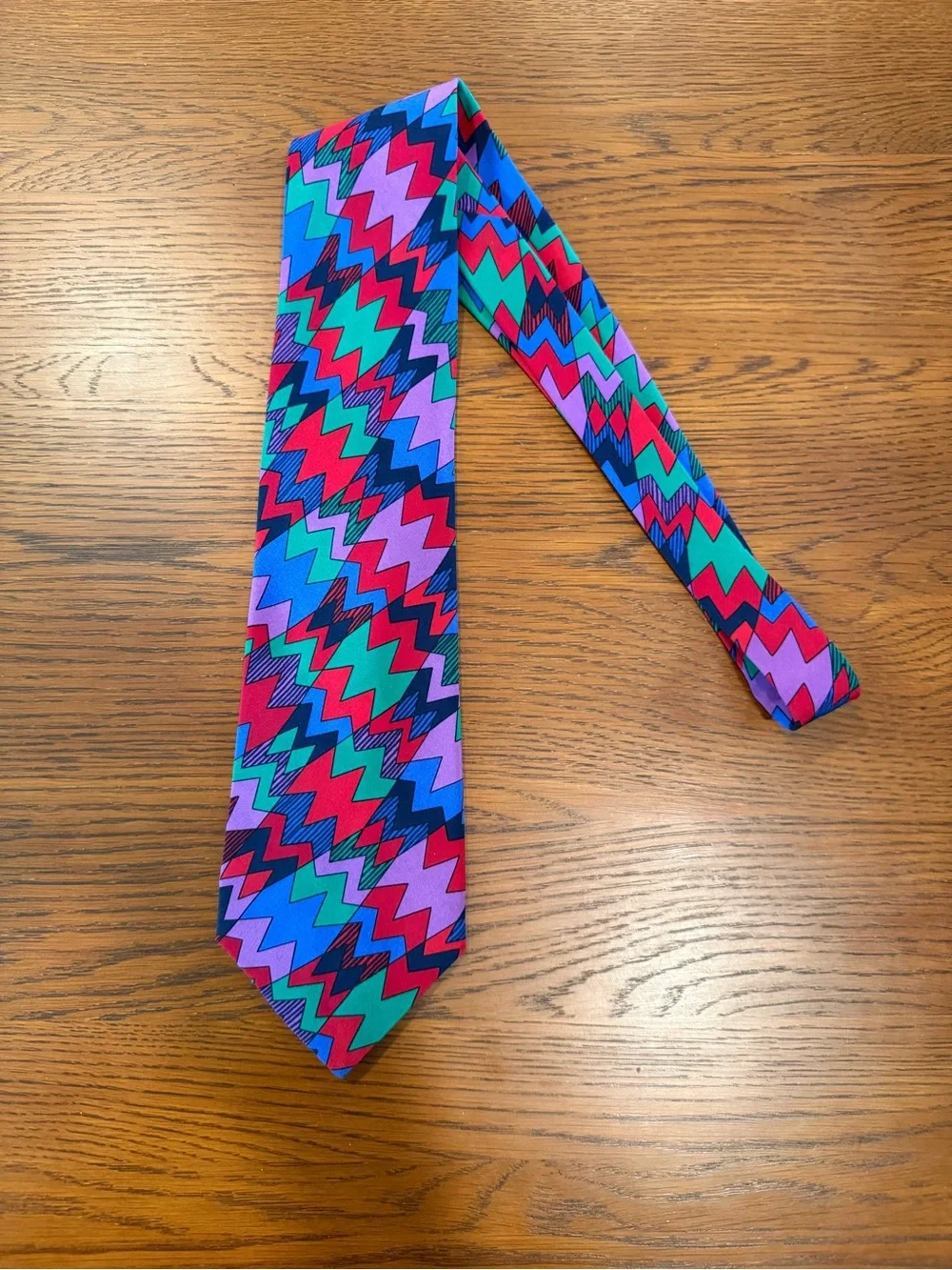 Vintage Missoni for Neiman Marcus Silk Tie Chevron Zigzag Geometric Multicolor